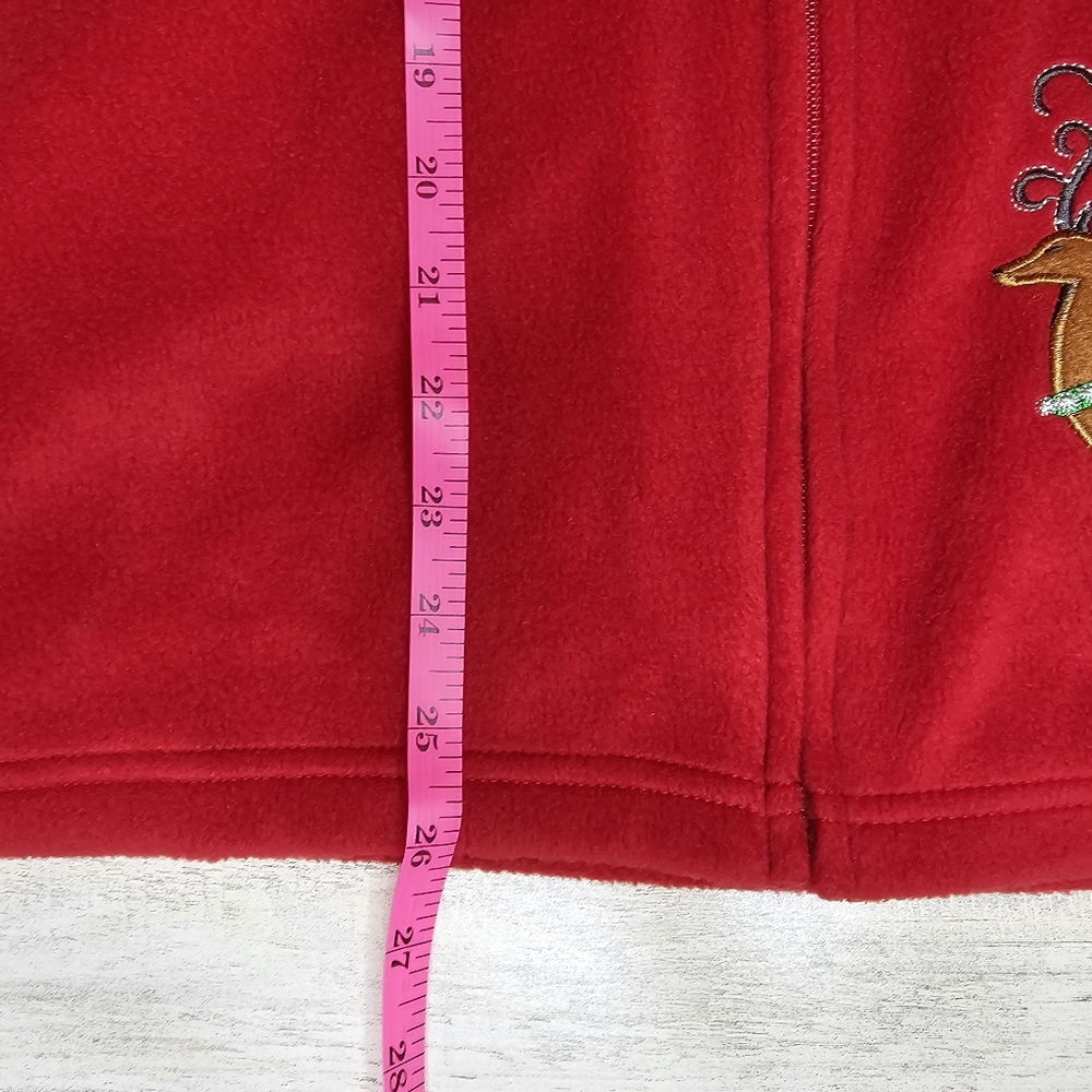 Breckenridge Women's Large Red Fleece Christmas Jacket Sherpa Collar Embroidered - Picture 11 of 14